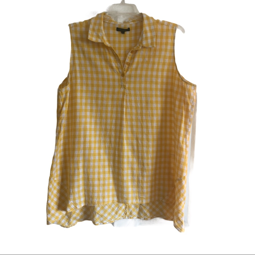 FOR CYNTHIA GINGHAM LINEN‎ BLOUSE 2X
